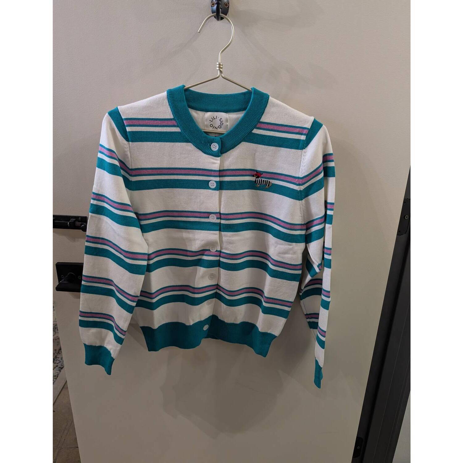 New Molly Bracken Women's Stripe Cardigan Sweater In Mint